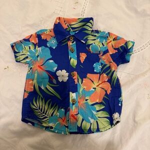 The Children's Place Blue Tropical Floral Button-Down Shirt